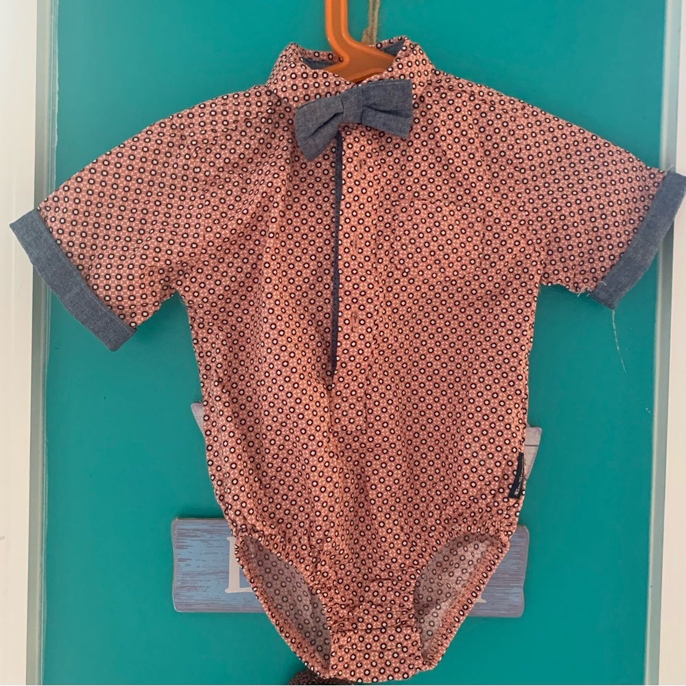 2/$5 Ben Sherman Red and Blue Baby Onesie with Bow Tie
